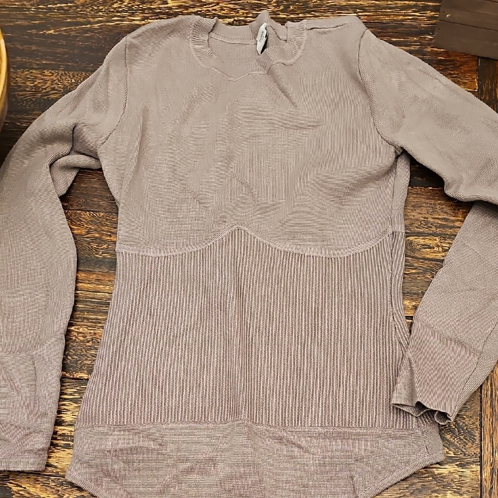 Abercrombie & Fitch Mauve-Taupe Ribbed Knit Top Body Suit L